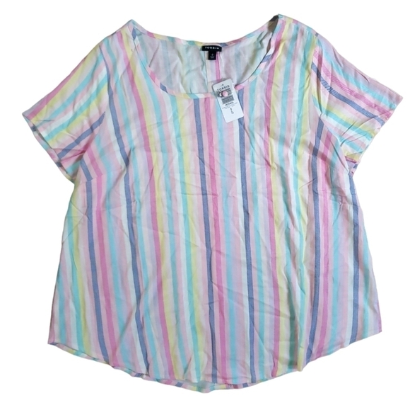 NWT Torrid Button Back Stripe Abbey Rayon Slub Top L / 12 - Picture 3 of 10